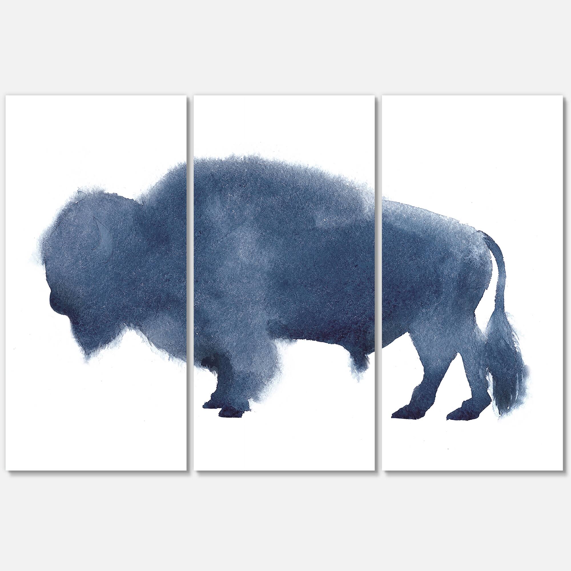 Designart - Navy Blue Bison Silhouette